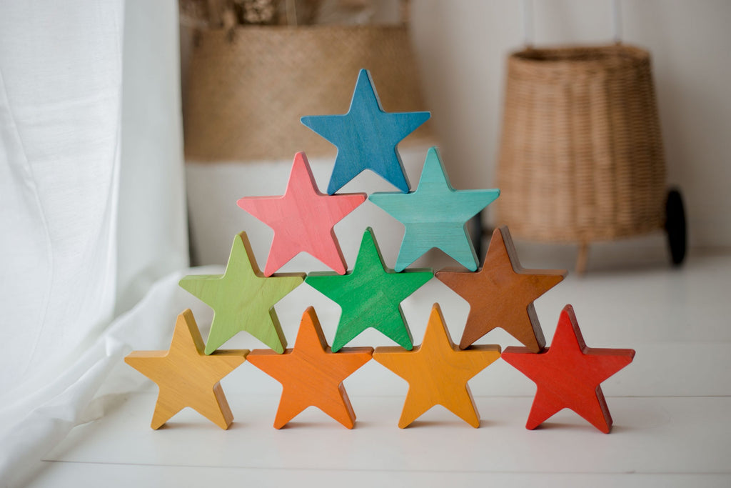 Wooden Star Set of 10