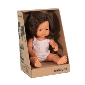 Miniland Doll - Caucasian Girl  Brunette 38cm