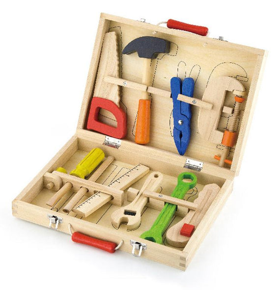 Wooden Tool Box with Tools